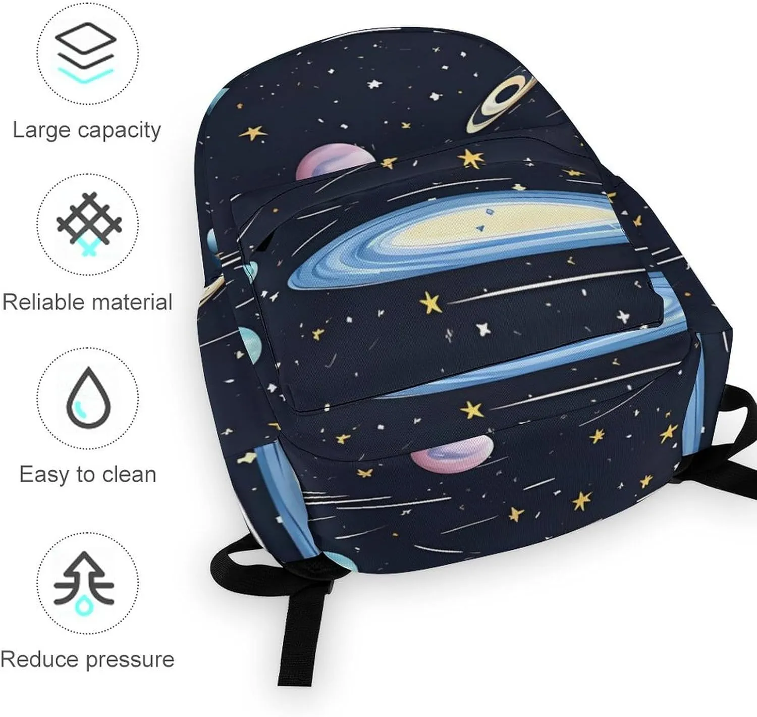 The Solar Family Print Laptop Backpacks Casual Shoulder Bag Travel Daypack Fashion for Men Women