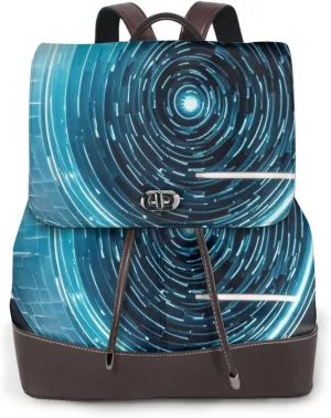 Tidal Pulse Print Cute Purse Backpack for Women, Soft PU Leather Casual Backpacks for Travel, Work, Shopping