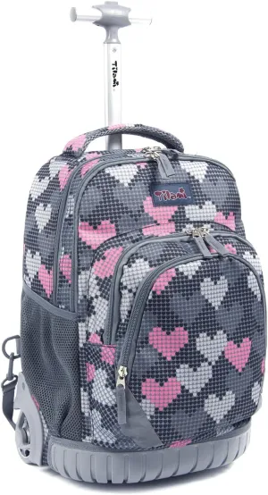 Tilami Kids Rolling Backpack 18 inch Boys and Girls Laptop Backpack, Falling Love