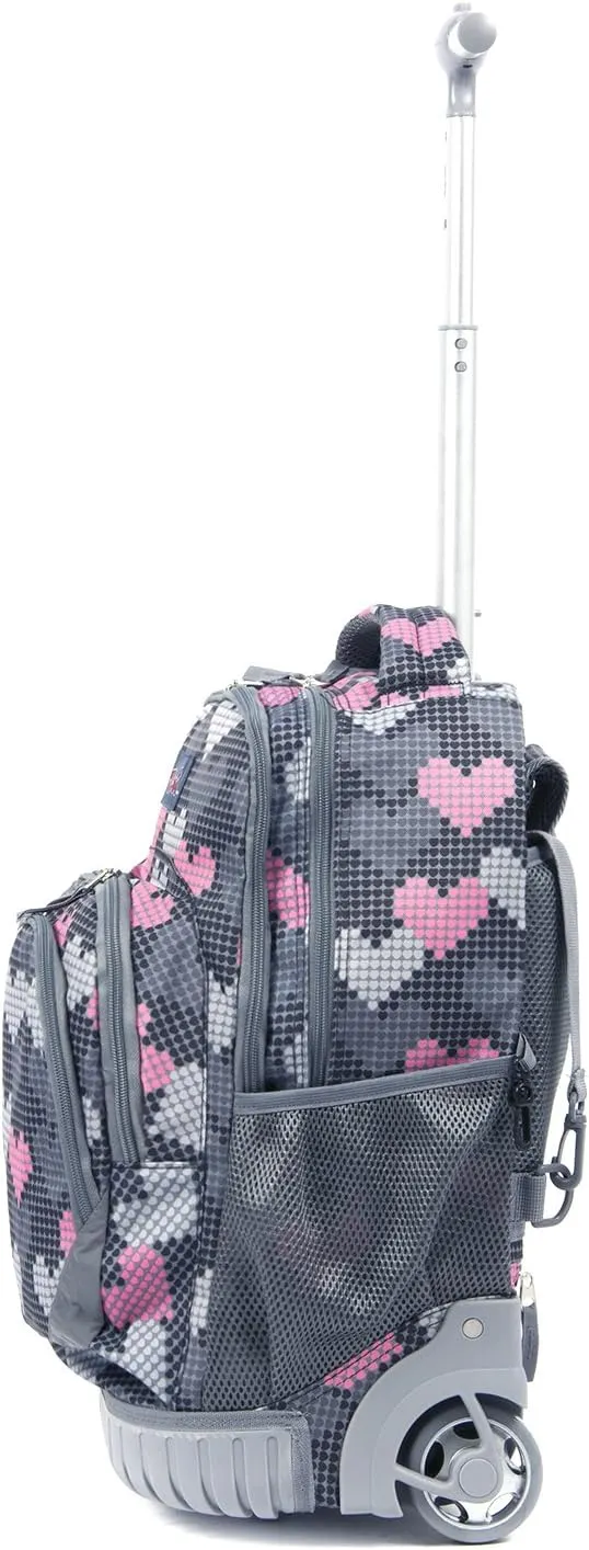 Tilami Kids Rolling Backpack 18 inch Boys and Girls Laptop Backpack, Falling Love