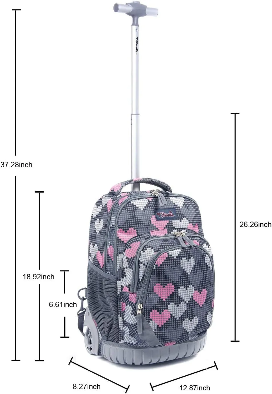 Tilami Kids Rolling Backpack 18 inch Boys and Girls Laptop Backpack, Falling Love