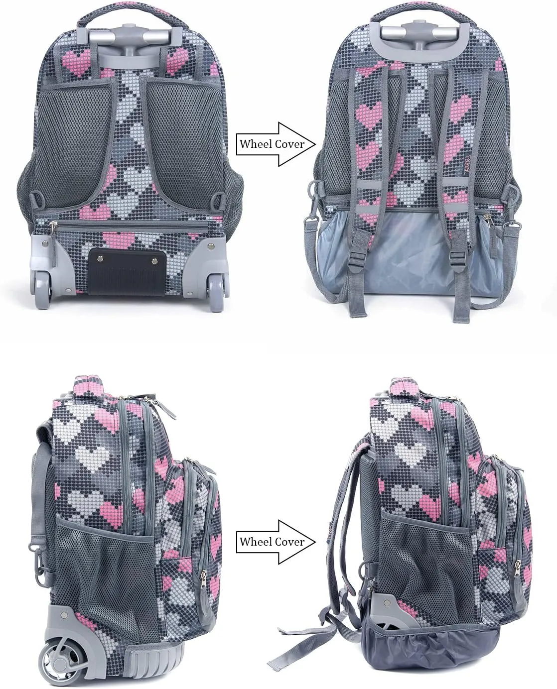 Tilami Kids Rolling Backpack 18 inch Boys and Girls Laptop Backpack, Falling Love