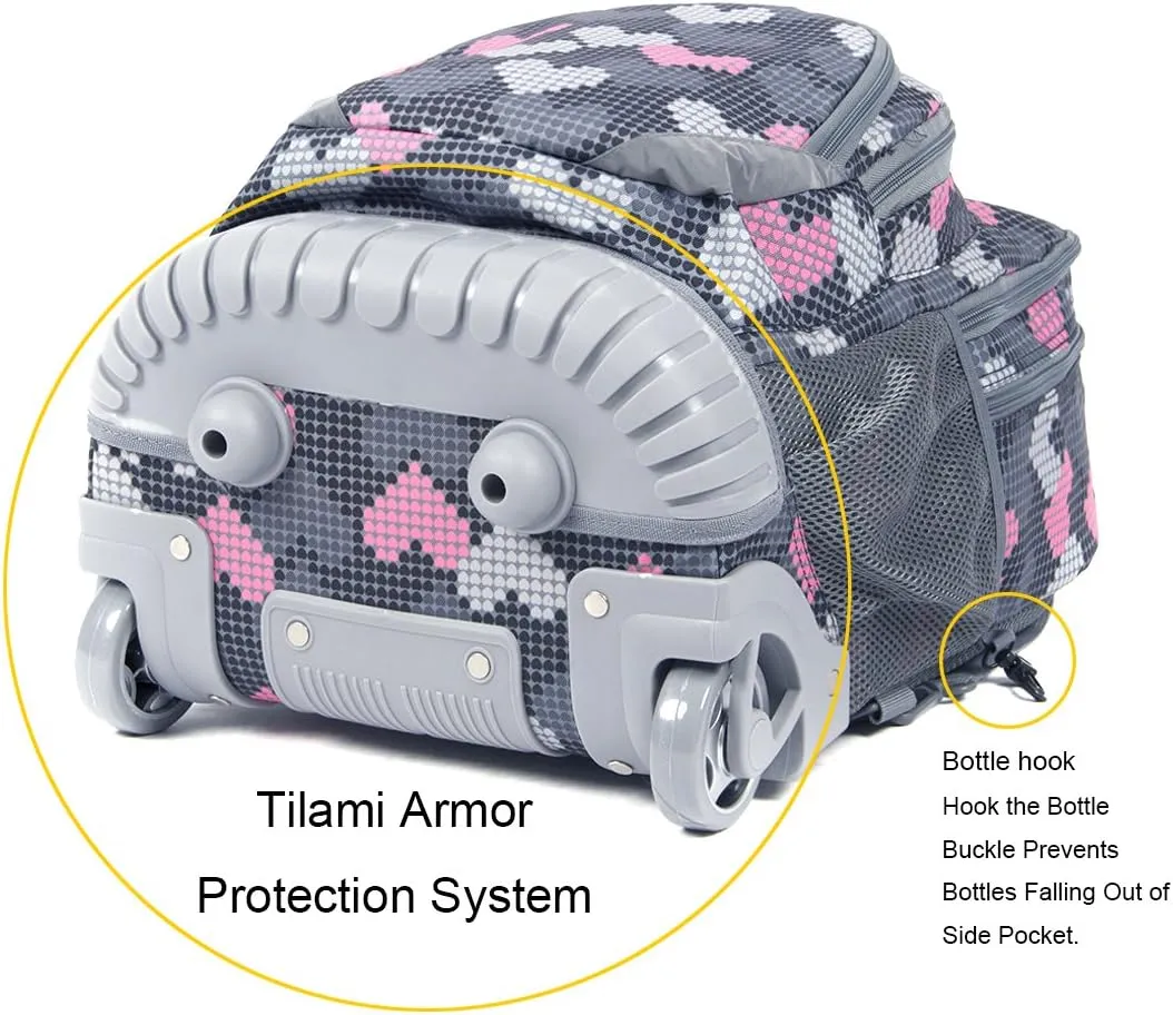 Tilami Kids Rolling Backpack 18 inch Boys and Girls Laptop Backpack, Falling Love