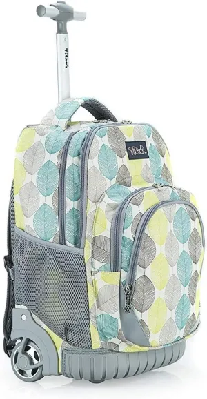 Tilami Kids Rolling Backpack 18 inch Boys and Girls Laptop Backpack, Leaves