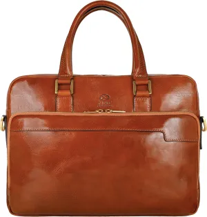 Time Resistance Leather Briefcase - Italian Handmade Leather Laptop Bag - Briefcase for Men and Women - Computer Bag