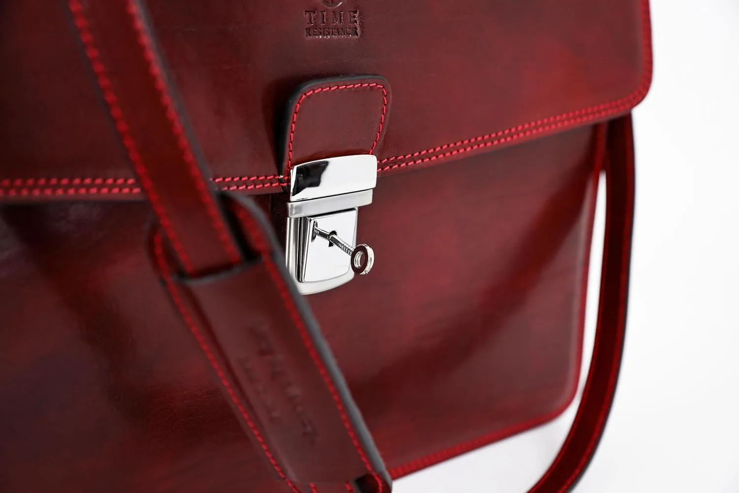 Time Resistance Leather Briefcase - Italian Handmade Leather Laptop Bag - Handbag for Men - Professional Computer Case