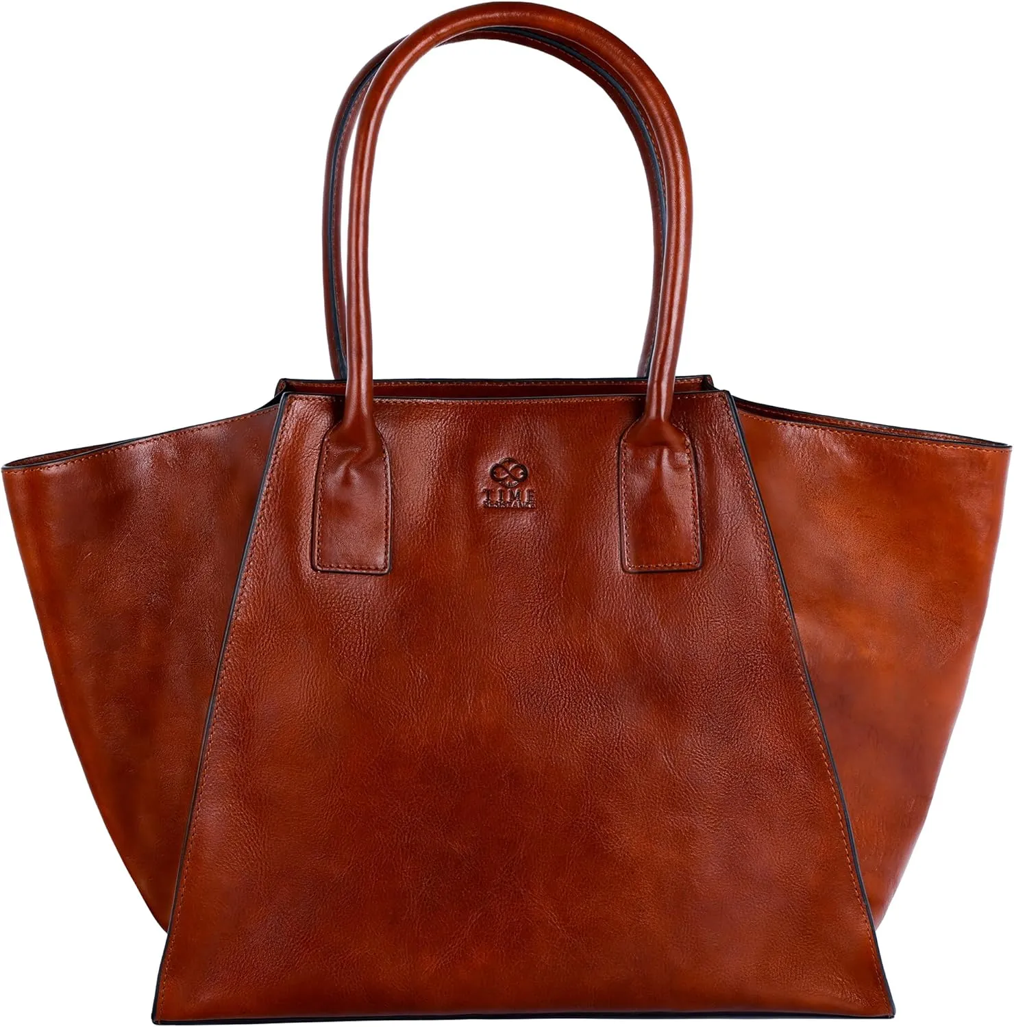 Time Resistance Leather Tote Bag – Full-Grain Leather Handbag for Women – Handmade Italian Shoulder Bag