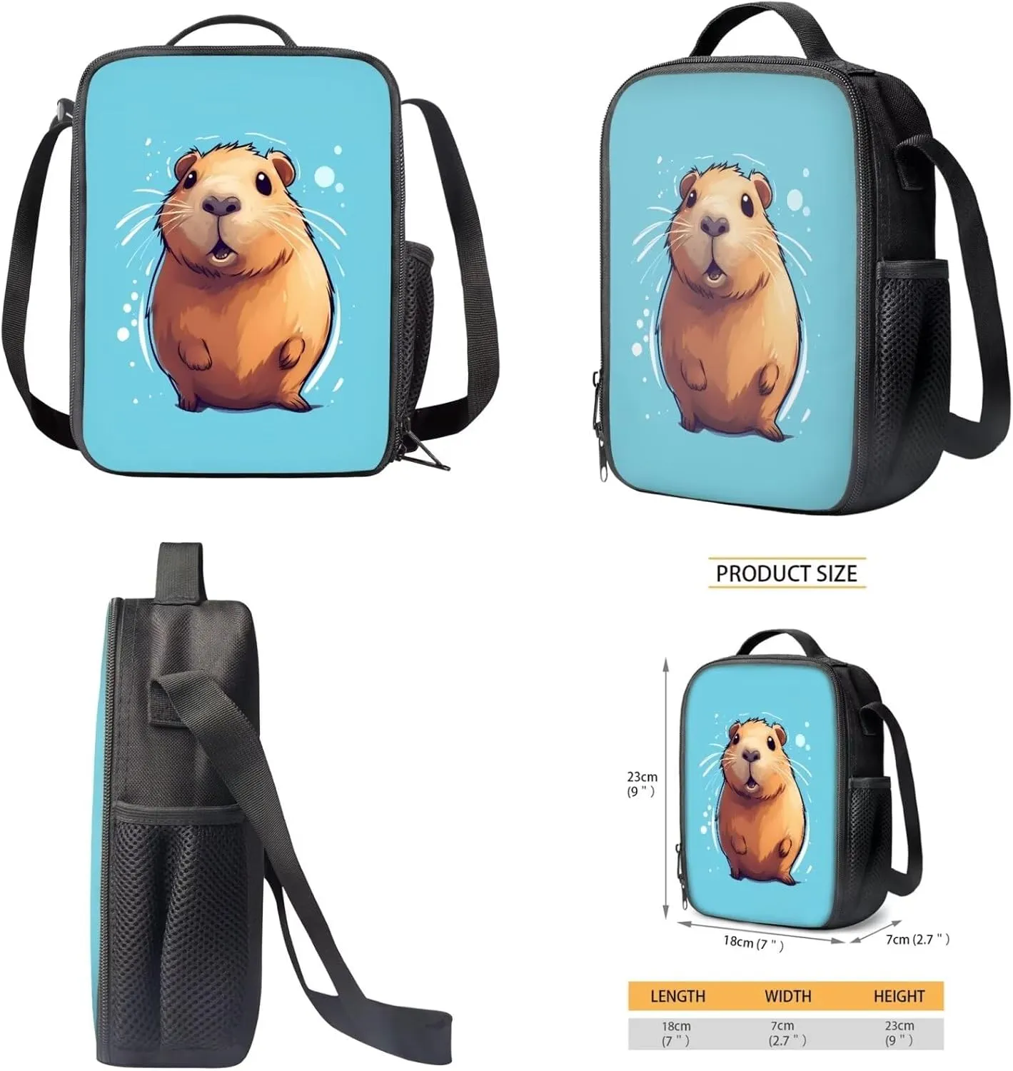 TOADDITDO Capybara Cute Backpacks for Girls 7-8 for School 3-in-1 Book Bag Set with Lunchbox Pencil Case Toddler Large School Bags Kindergarten Casual Daypack Travel Shoulder Bags Daycare Bag
