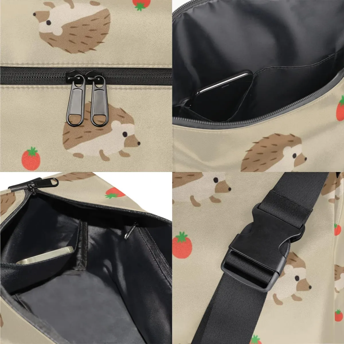Tomato Hedgehog Small Gym Bag for Men Women Workout Sport Duffle Bag Waterproof Weekender Overnight Bag Lightweight Carry on Tote Bag Crossbody Shoulder Travel Bag for Swim Yoge Dance
