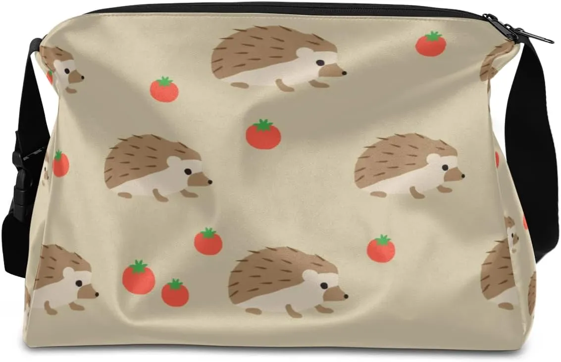 Tomato Hedgehog Small Gym Bag for Men Women Workout Sport Duffle Bag Waterproof Weekender Overnight Bag Lightweight Carry on Tote Bag Crossbody Shoulder Travel Bag for Swim Yoge Dance