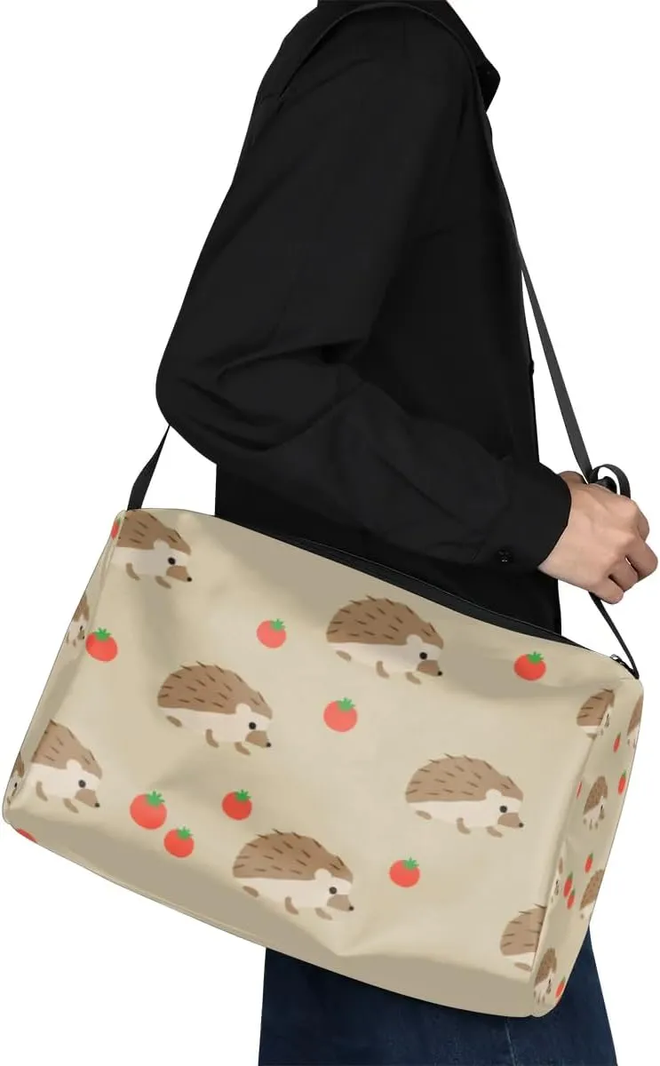 Tomato Hedgehog Small Gym Bag for Men Women Workout Sport Duffle Bag Waterproof Weekender Overnight Bag Lightweight Carry on Tote Bag Crossbody Shoulder Travel Bag for Swim Yoge Dance