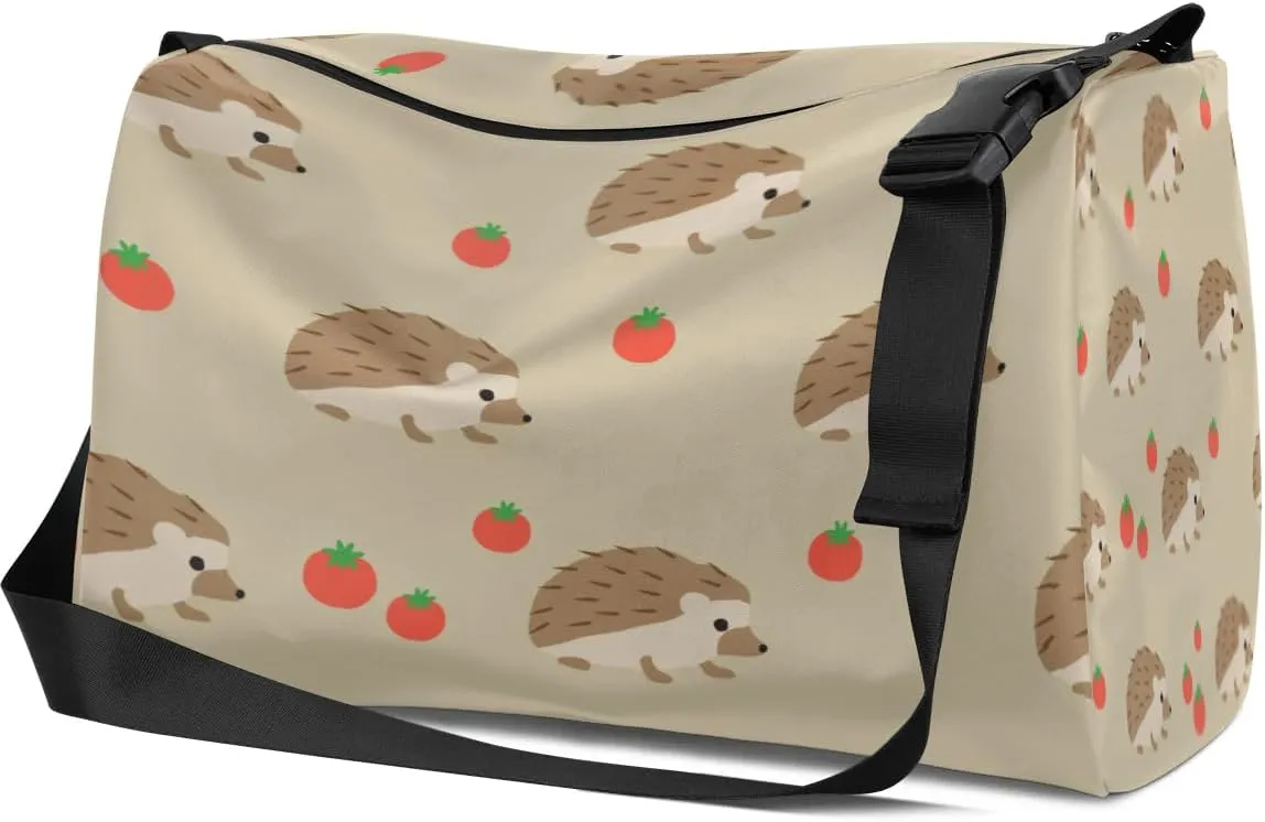 Tomato Hedgehog Small Gym Bag for Men Women Workout Sport Duffle Bag Waterproof Weekender Overnight Bag Lightweight Carry on Tote Bag Crossbody Shoulder Travel Bag for Swim Yoge Dance