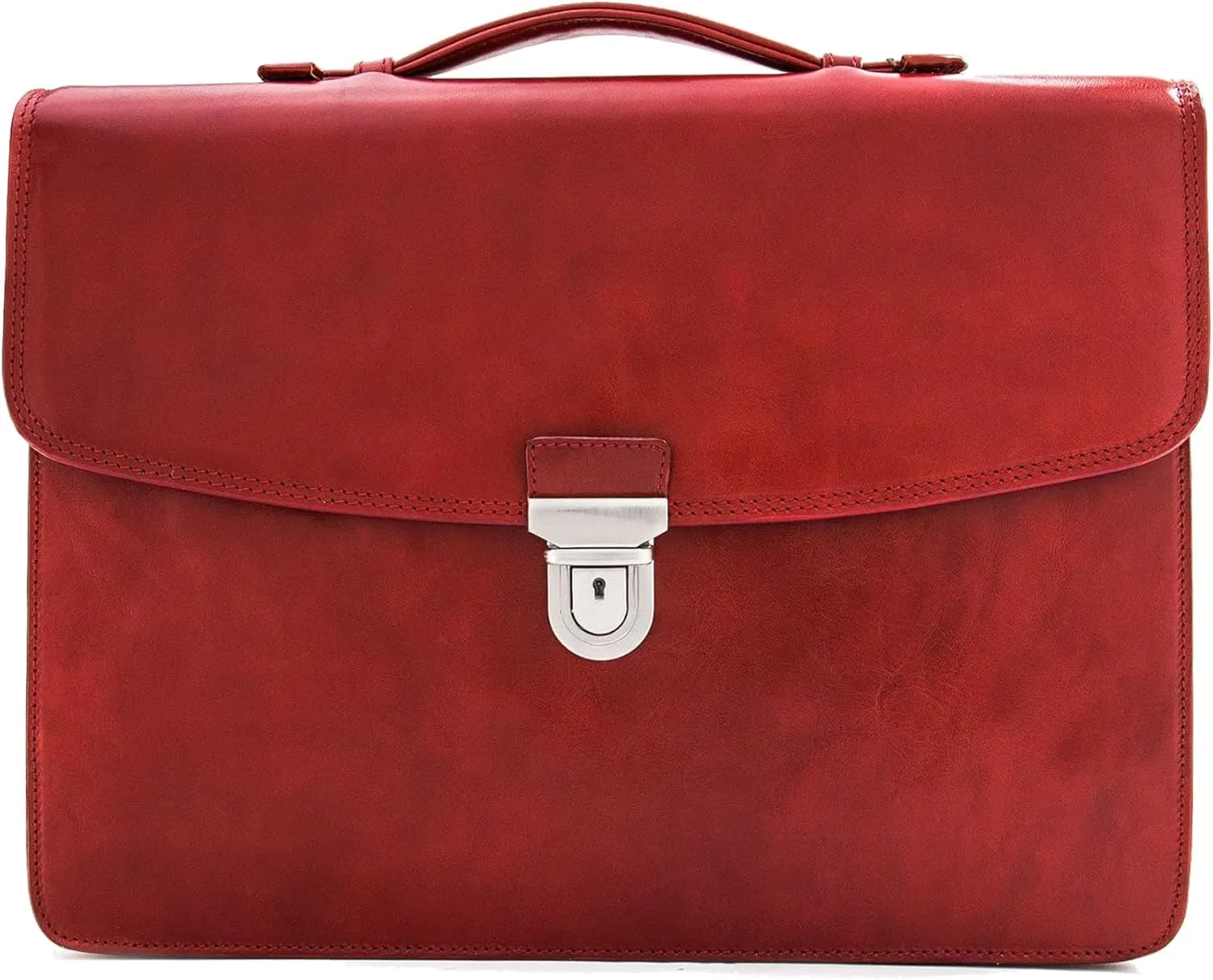 Tony Perotti Men's Alfero Italian Leather Professional Briefcase - Personalized Single-Compartment Hardcover Holds 14.5" Laptop - Eco-Friendly Vegetable-Tanned