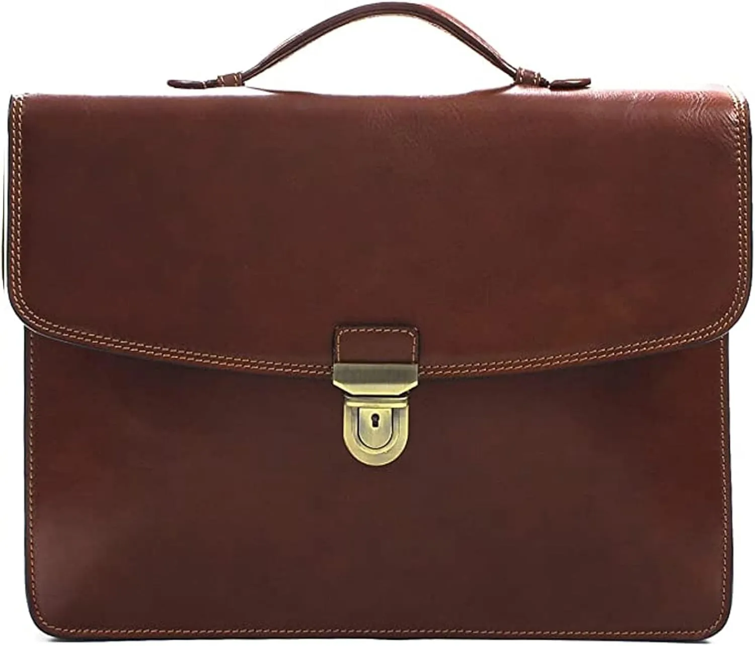 Tony Perotti Men's Alfero Italian Leather Professional Briefcase - Personalized Single-Compartment Hardcover Holds 14.5" Laptop - Eco-Friendly Vegetable-Tanned