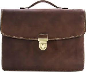 Tony Perotti Men's Alfero Italian Leather Professional Briefcase - Personalized Single-Compartment Hardcover Holds 14.5" Laptop - Eco-Friendly Vegetable-Tanned