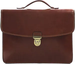 Tony Perotti Men's Alfero Italian Leather Professional Briefcase - Personalized Single-Compartment Hardcover Holds 14.5" Laptop - Eco-Friendly Vegetable-Tanned