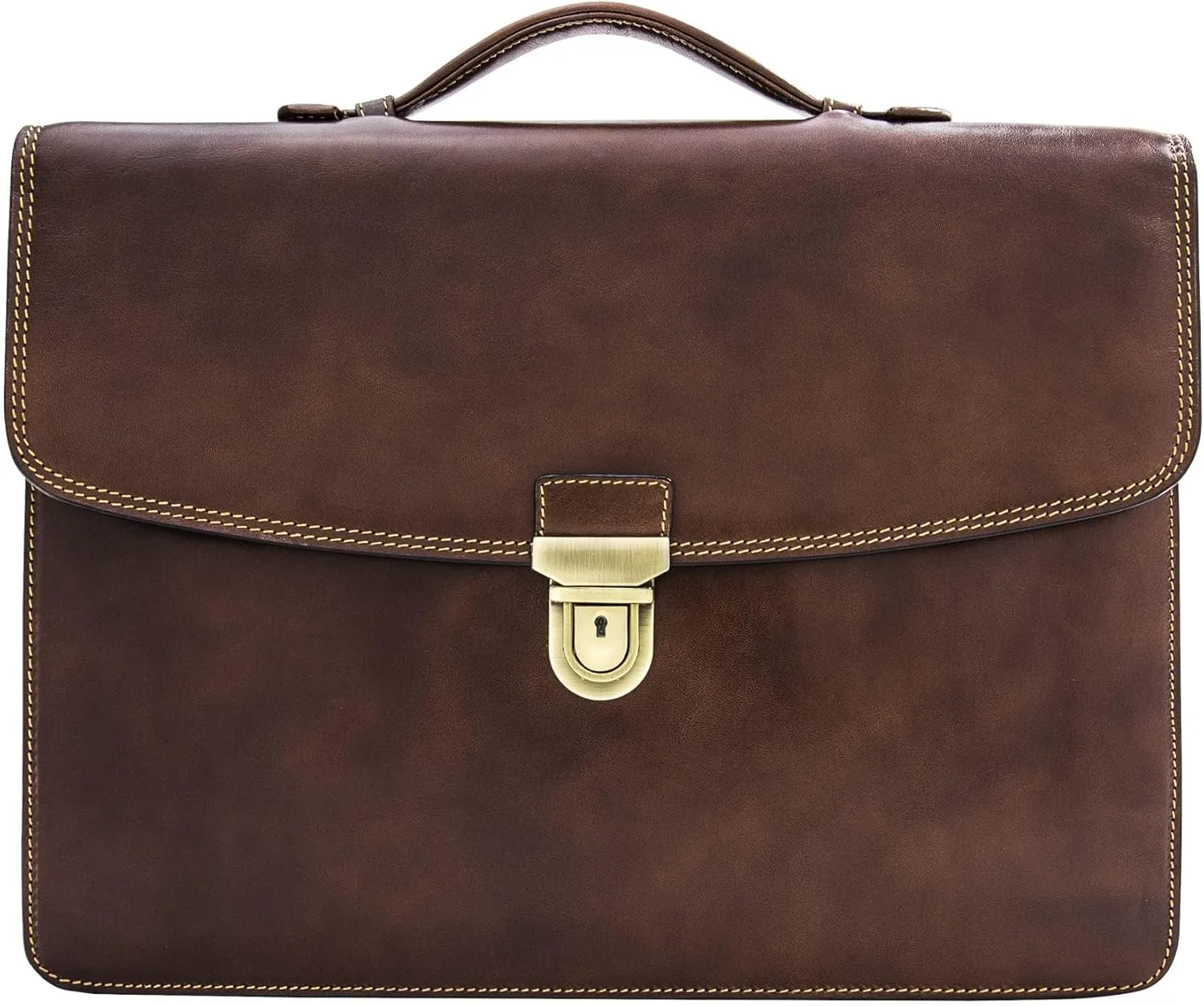 Tony Perotti Men's Alfero Italian Leather Professional Briefcase - Personalized Single-Compartment Hardcover Holds 14.5" Laptop - Eco-Friendly Vegetable-Tanned
