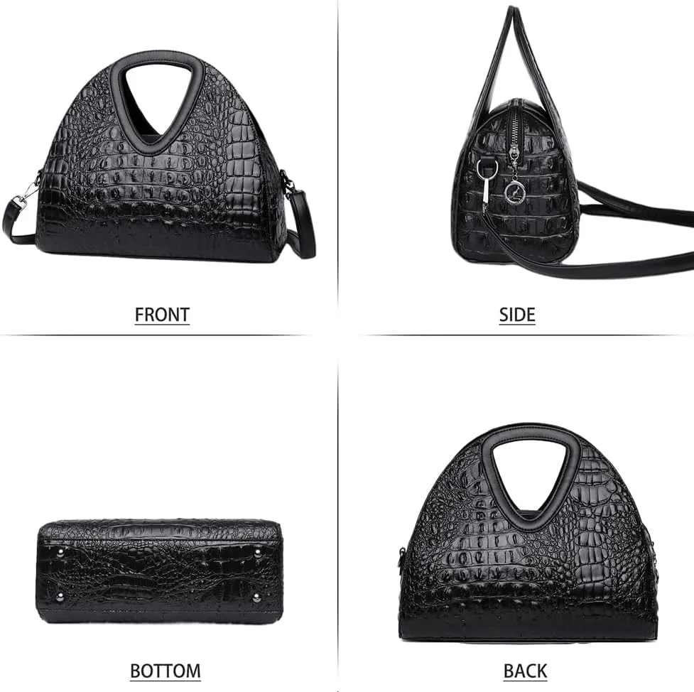 Top-handle Purse for Women Crocodile Print PU Leather Shoulder Handbag Waterproof Crossbody Bag