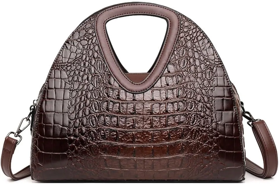 Top-handle Purse for Women Crocodile Print PU Leather Shoulder Handbag Waterproof Crossbody Bag