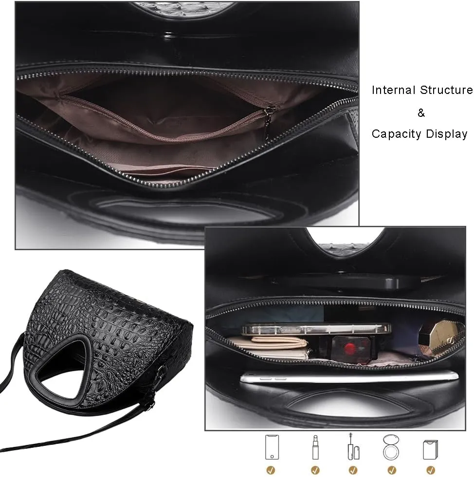 Top-handle Purse for Women Crocodile Print PU Leather Shoulder Handbag Waterproof Crossbody Bag