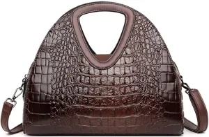 Top-handle Purse for Women Crocodile Print PU Leather Shoulder Handbag Waterproof Crossbody Bag