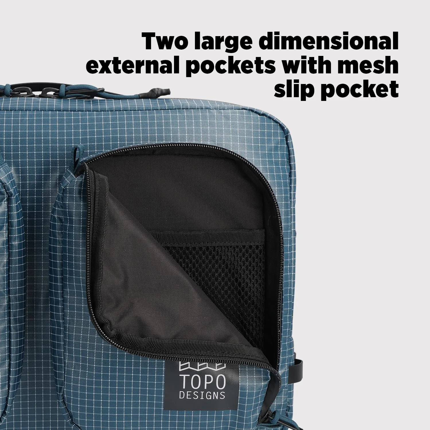 Topo Designs Global Briefcase - Bold Daily Carry Bag, Commuting Travel Pack with Oversized Zips, Signature Denver Style (Apex Pond Blue)