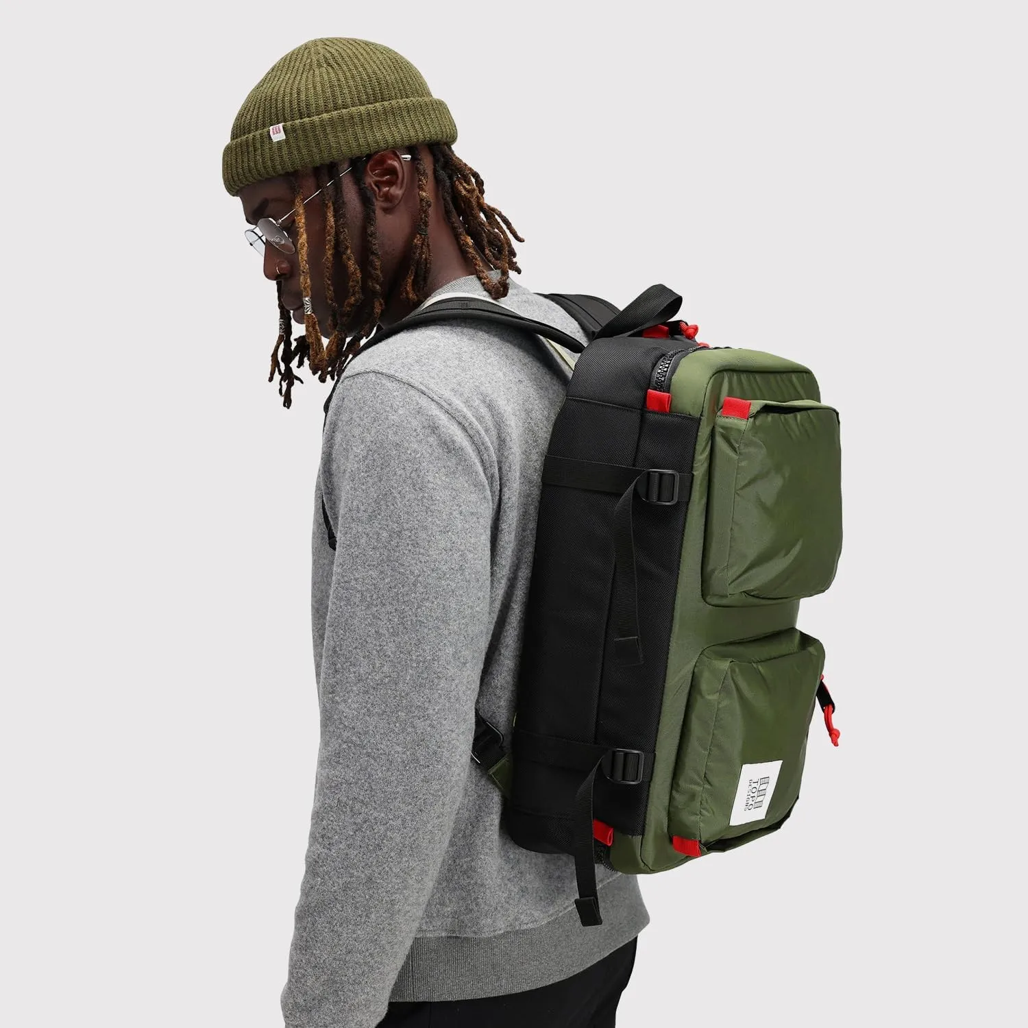 Topo Designs Global Briefcase - Bold Daily Carry Bag, Commuting Travel Pack with Oversized Zips, Signature Denver Style (Eco-Friendly/Dark Denim)
