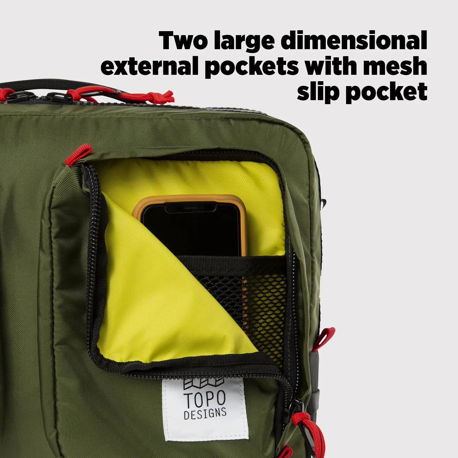 Topo Designs Global Briefcase - Bold Daily Carry Bag, Commuting Travel Pack with Oversized Zips, Signature Denver Style (Eco-Friendly/Dark Denim)