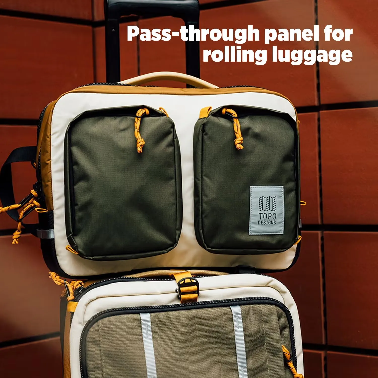 Topo Designs Global Briefcase - Bold Daily Carry Bag, Commuting Travel Pack with Oversized Zips, Signature Denver Style (Eco-Friendly/Dark Denim)
