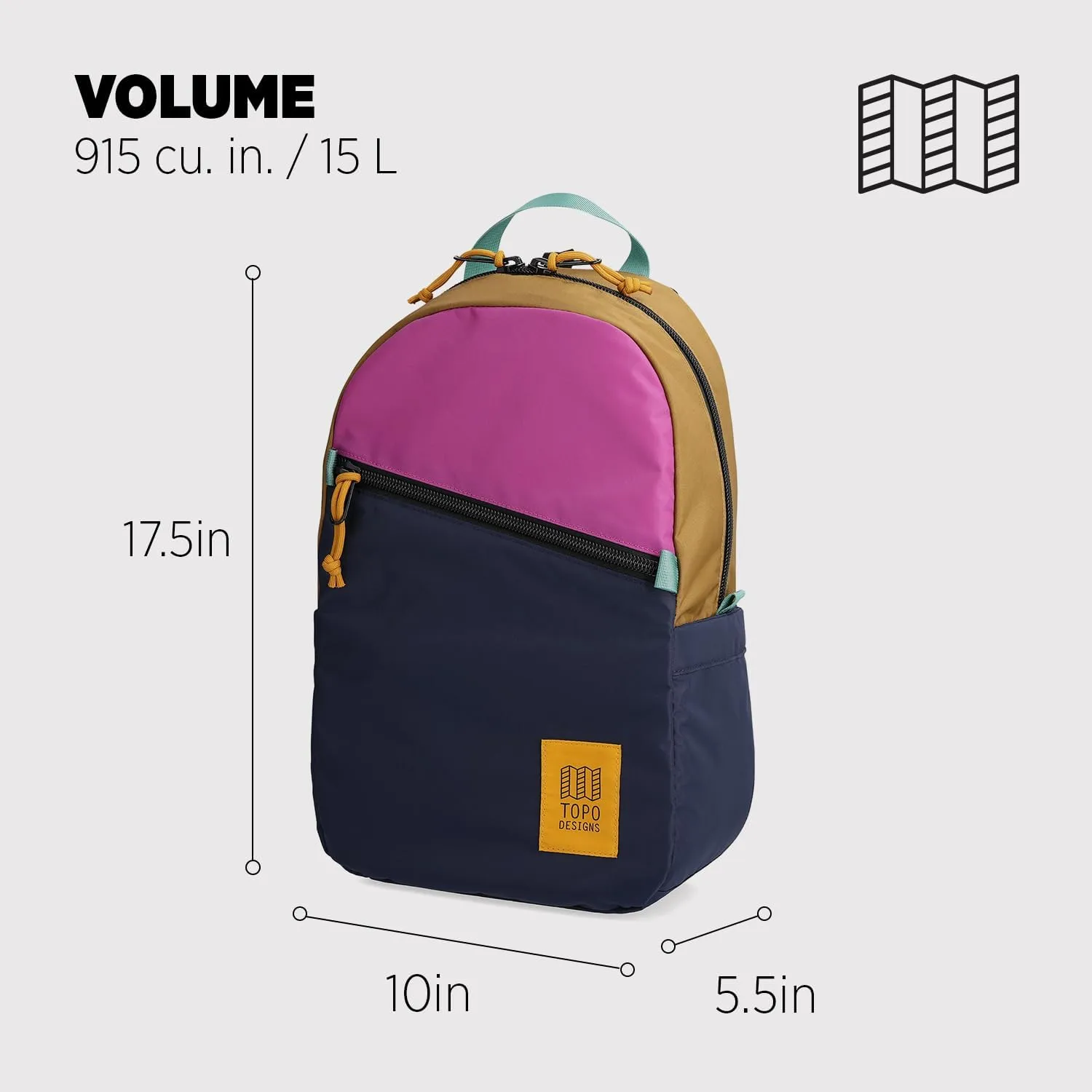 Topo Designs Light Pack, Dark Khaki/Navy, One Size