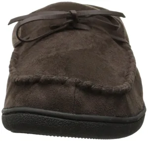 Totes Men's Microsuede Boater Moccasin Slipper with Sherpa Lining