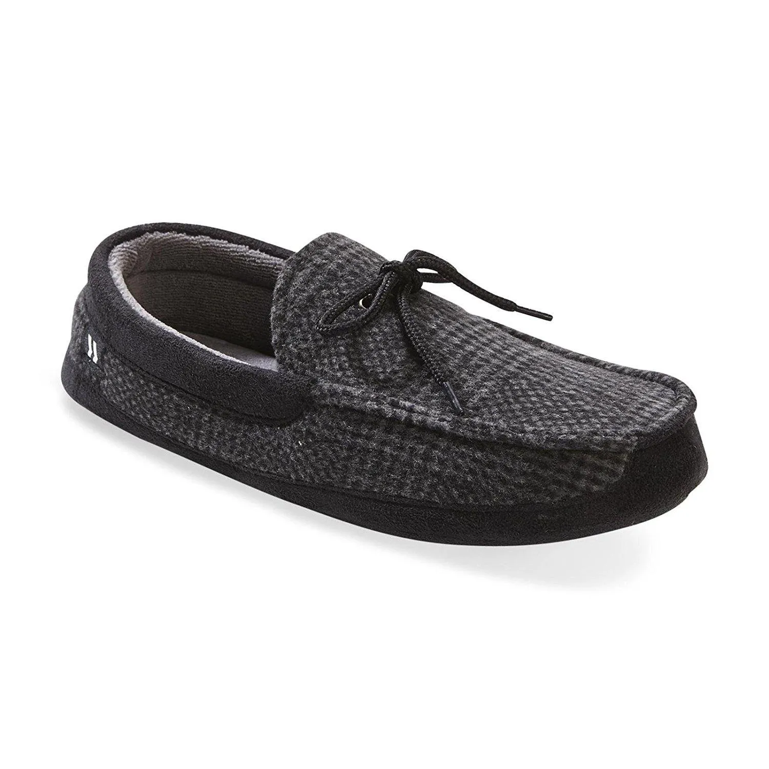 Totes Men's Microsuede Boater Moccasin Slipper with Sherpa Lining