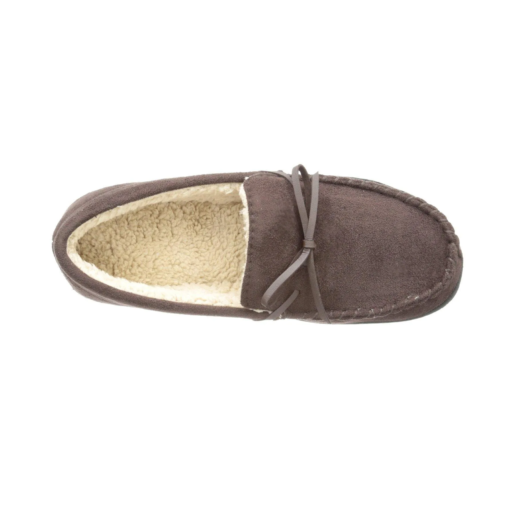 Totes Men's Microsuede Boater Moccasin Slipper with Sherpa Lining