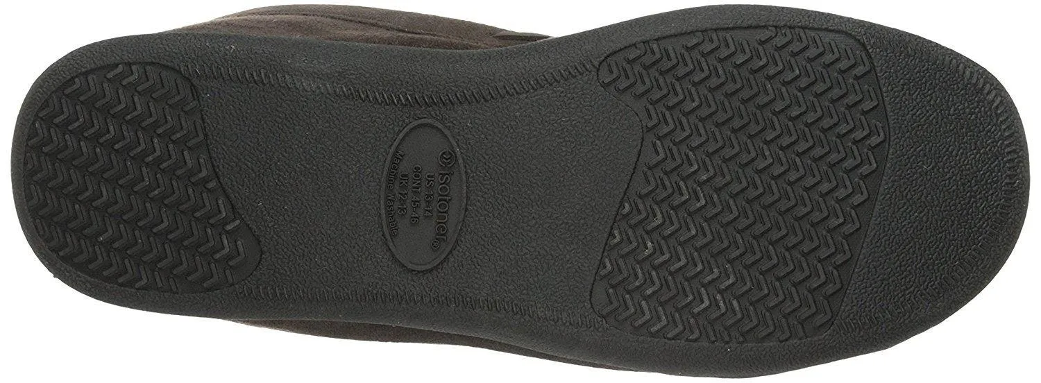 Totes Men's Microsuede Boater Moccasin Slipper with Sherpa Lining