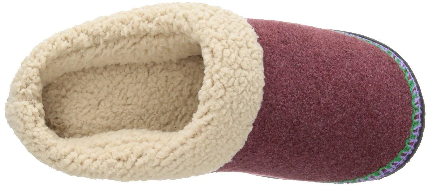 Totes Women's Heathered Fleece Sherpa Crepe Hoodback Slippers