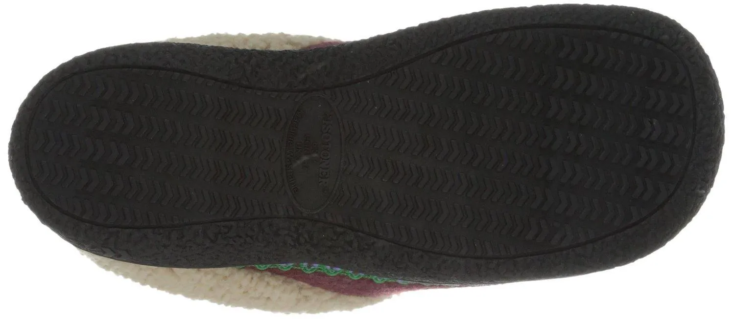 Totes Women's Heathered Fleece Sherpa Crepe Hoodback Slippers