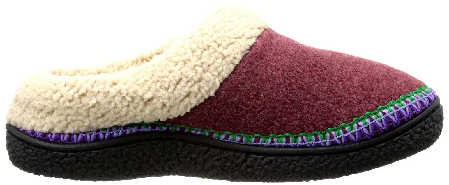 Totes Women's Heathered Fleece Sherpa Crepe Hoodback Slippers