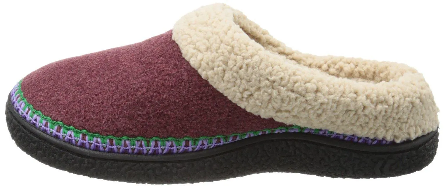 Totes Women's Heathered Fleece Sherpa Crepe Hoodback Slippers