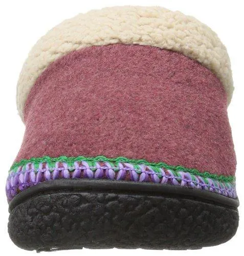 Totes Women's Heathered Fleece Sherpa Crepe Hoodback Slippers