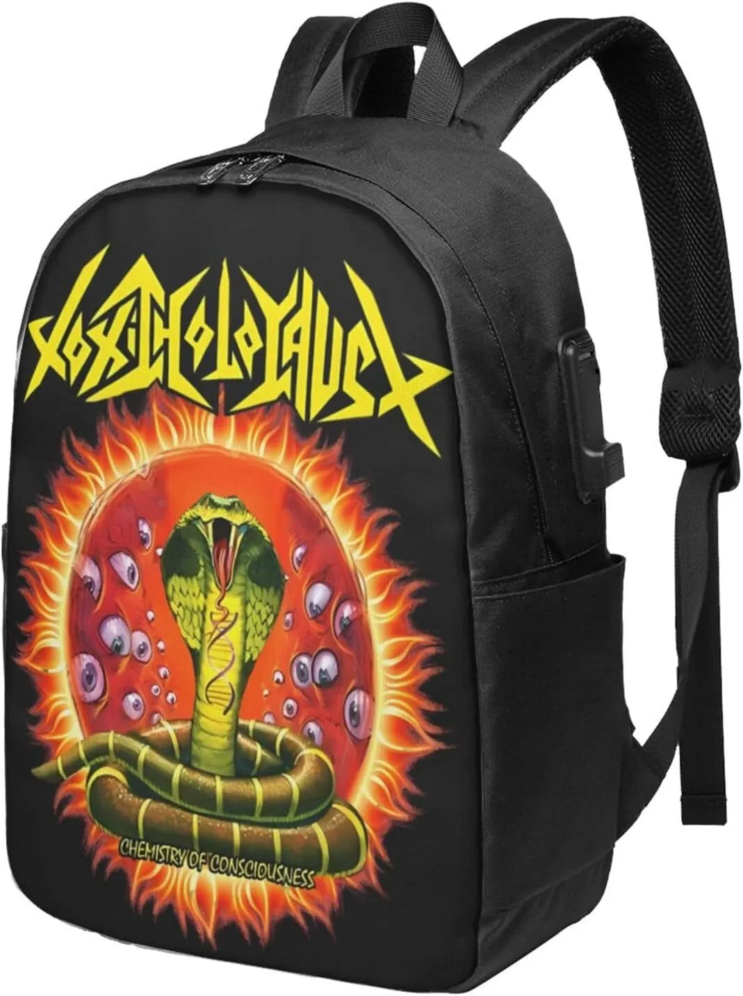 Toxic Music Holocaust Laptop Backpack, Travel Computer Bag with USB Charging Port, Work Business Backpacks