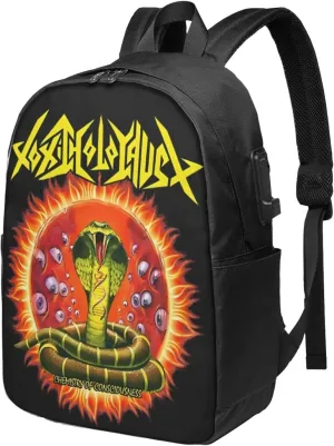 Toxic Music Holocaust Laptop Backpack, Travel Computer Bag with USB Charging Port, Work Business Backpacks