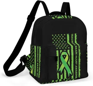 Traumatic Brain Injury Awareness Backpacks Laptop Mini Backpacks for Women Travel Shoulder Bag Bookbag Rucksack Daypack 10 Inch