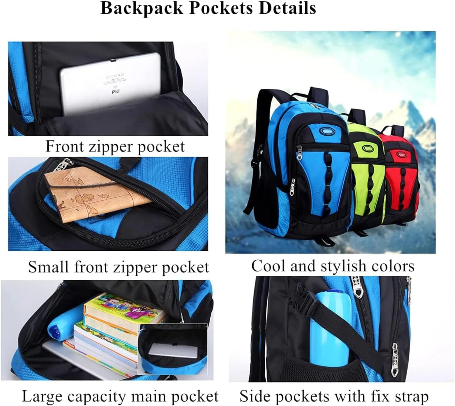 Travel Backpack Anti Theft Rucksack Nylon Waterproof Sports Backpack Mountaineering Backpack Ergonomic Backpack Hiking (Green,18.×13×8inch)