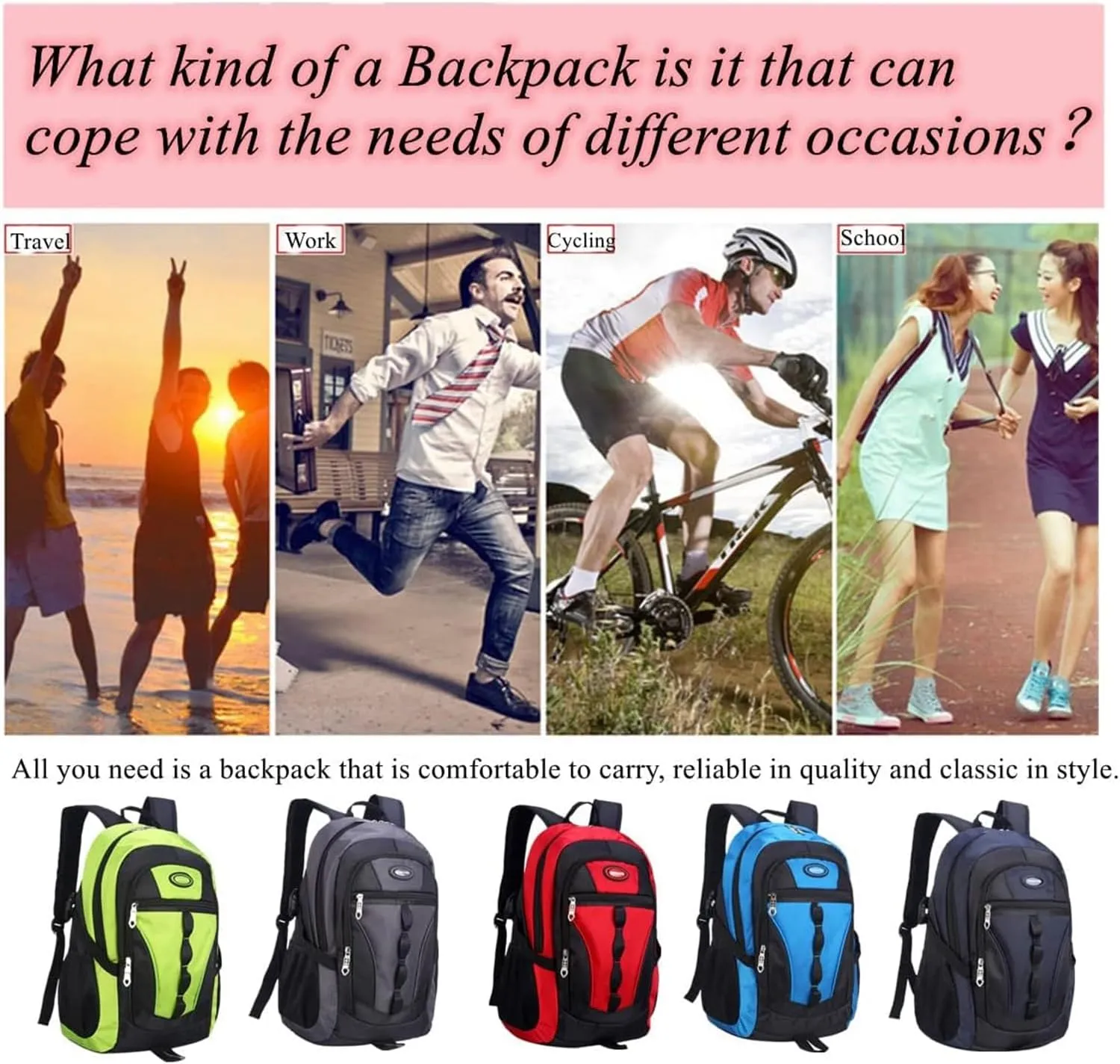 Travel Backpack Anti Theft Rucksack Nylon Waterproof Sports Backpack Mountaineering Backpack Ergonomic Backpack Hiking (Green,18.×13×8inch)