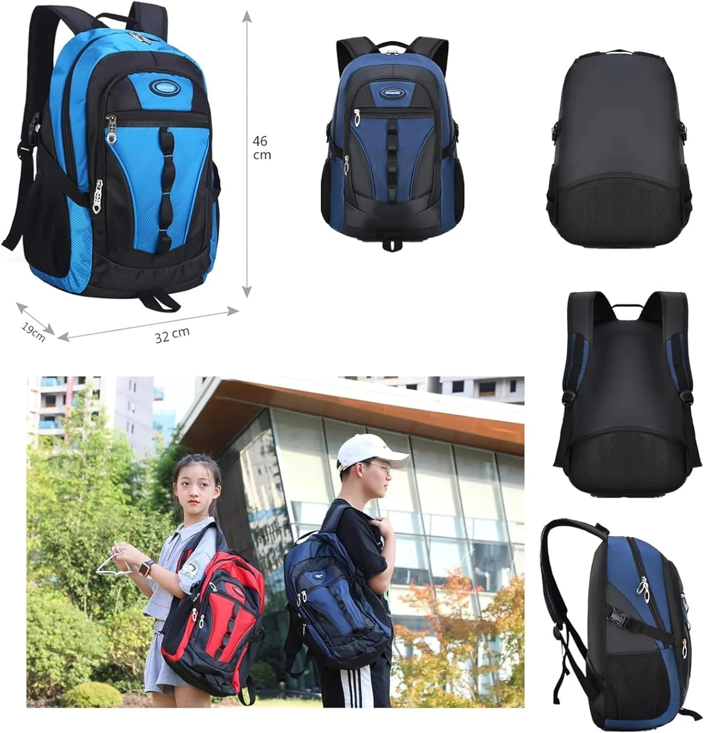 Travel Backpack Anti Theft Rucksack Nylon Waterproof Sports Backpack Mountaineering Backpack Ergonomic Backpack Hiking (Green,18.×13×8inch)