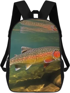 Travel Backpack for Men Women Daypack Brook Trout Fly Fishing Laptop Backpack Computer Bag Business Work Bag for Work