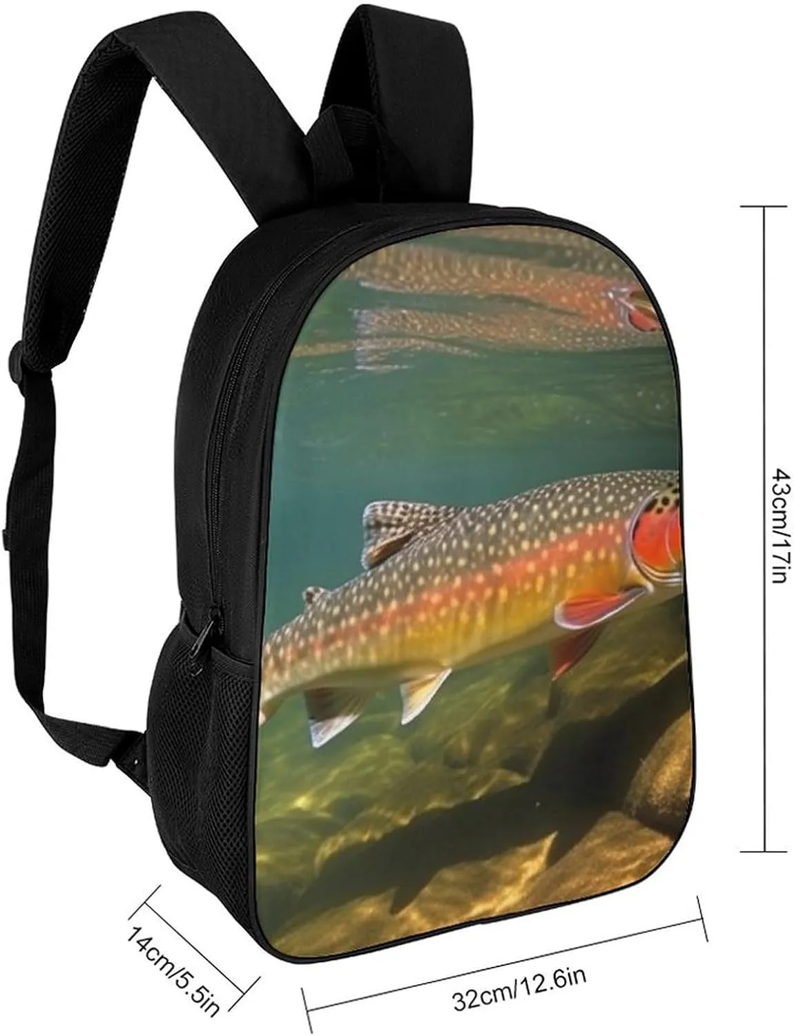 Travel Backpack for Men Women Daypack Brook Trout Fly Fishing Laptop Backpack Computer Bag Business Work Bag for Work