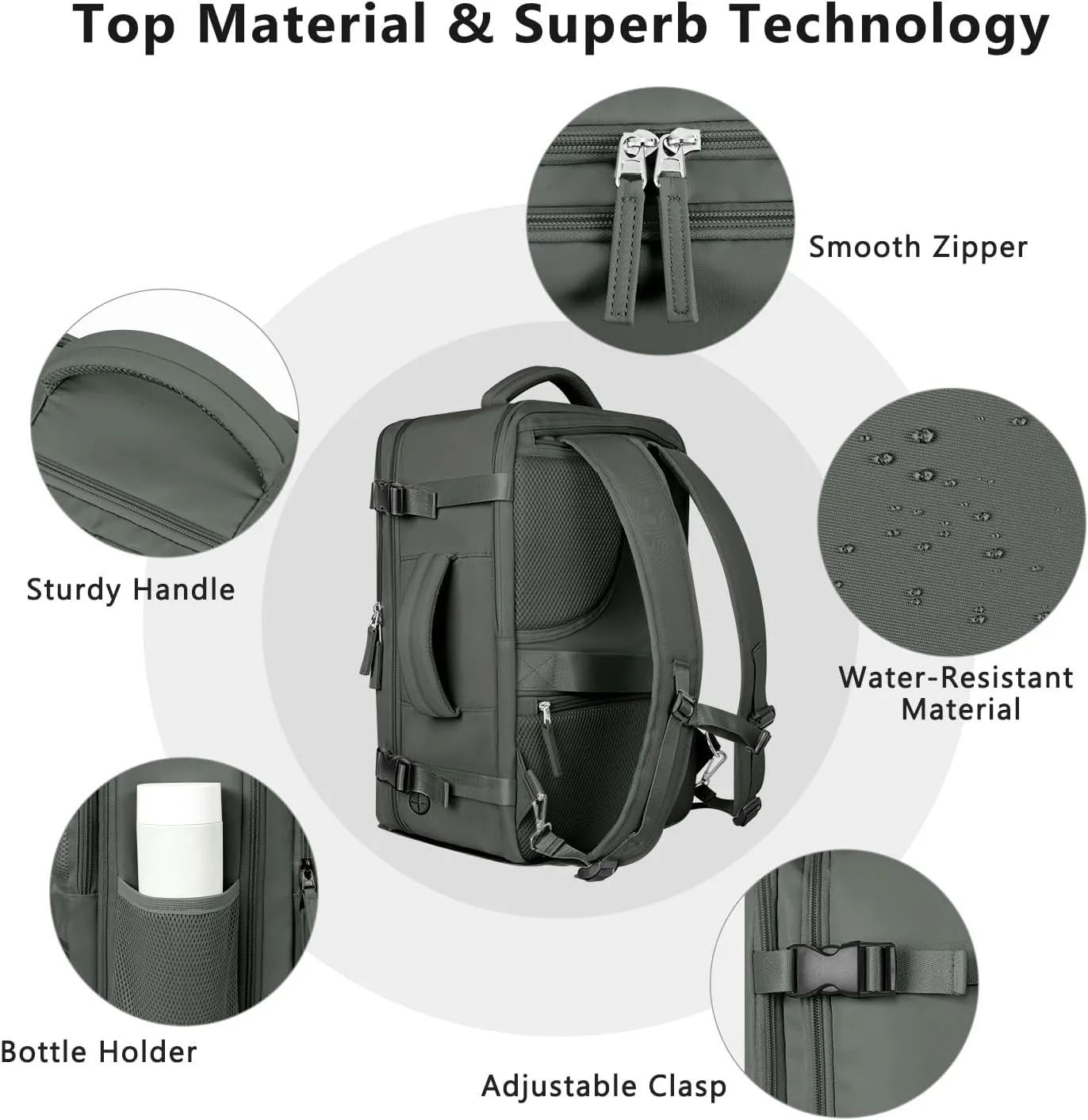Travel Backpack for Women, Large Carry On Backpack for Travel, Waterproof Backpack Personal Item, Backpack for Women, laptop backpack 17.3 inch, College Bag Casual Daypack, Olive Green