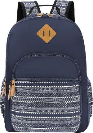 Travel Backpack Geometric Laptop Backpacks Water Resistant Stylish College Dapack Flight Approved Carry On Bag Dark Blue