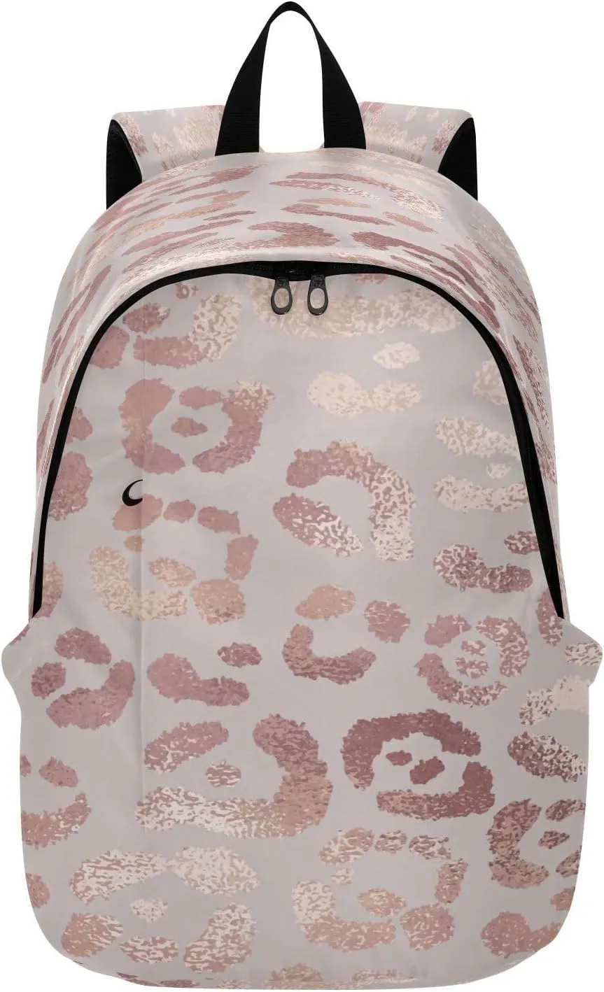 Travel Backpack Laptop Backpack College Computer Bag Gift Leopard Print Cheetah Rose Gold for Men & Women
